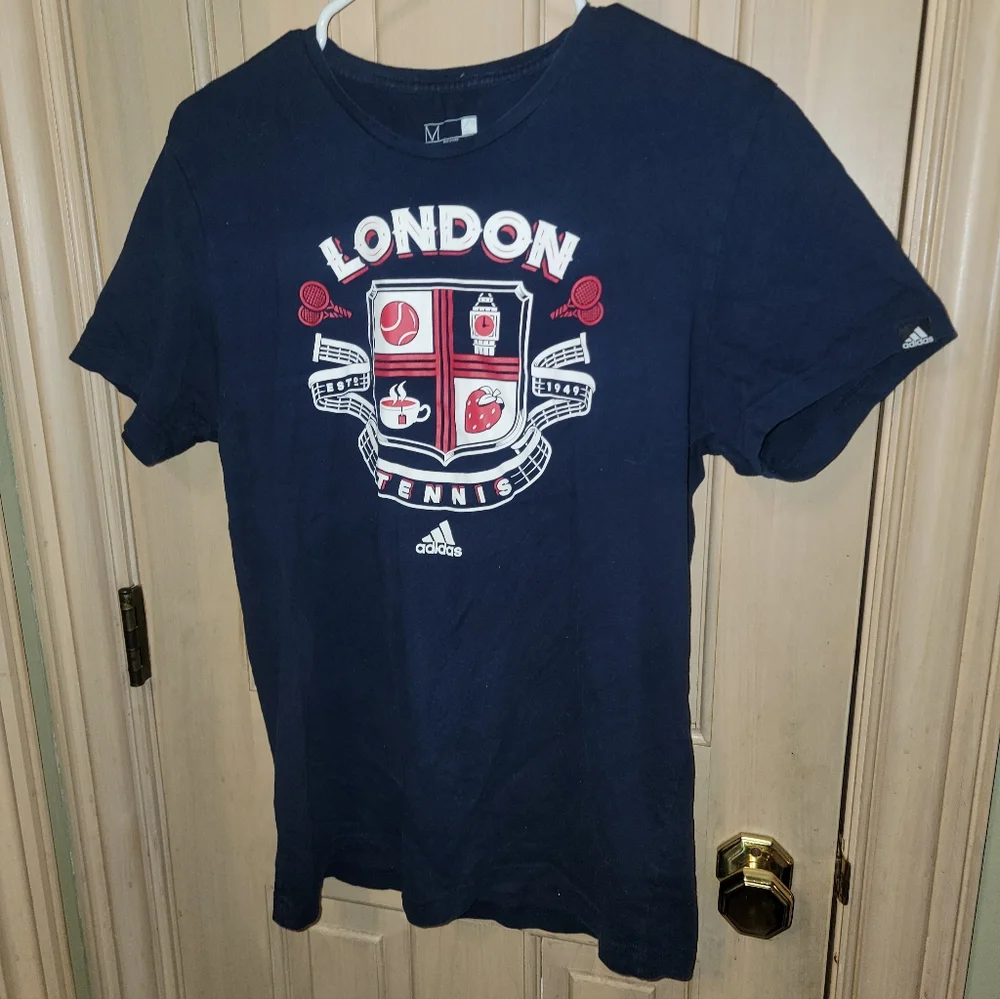 Mens Sz M London Tennis Shirt By Adidas Blue Red